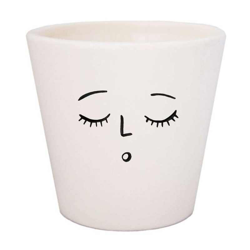 Sleepy Face Planter|7cm|White|Ceramic