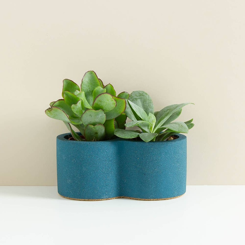 Teal Blue Rowan Double Planter