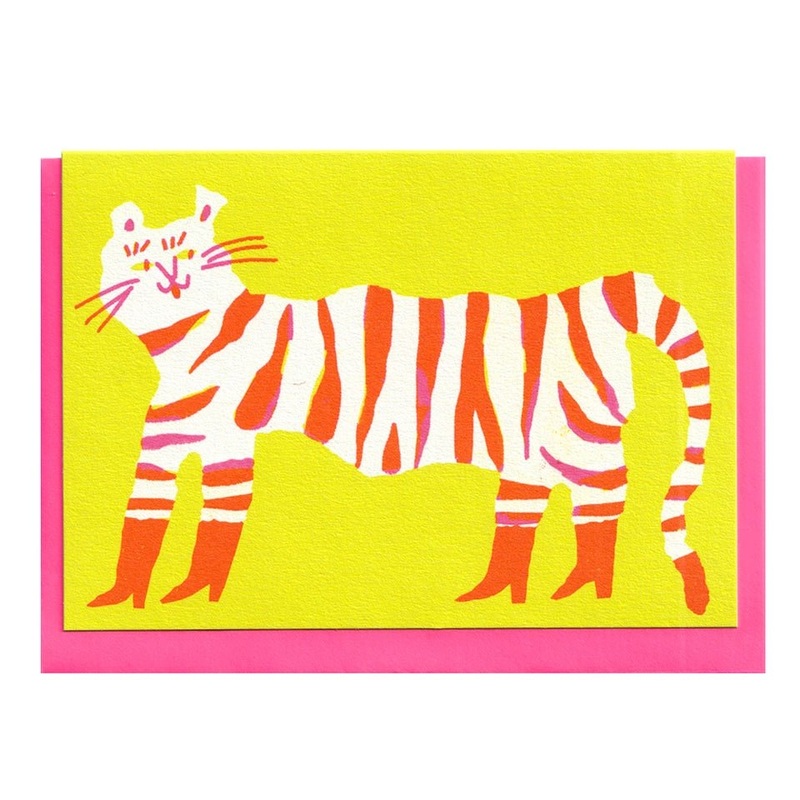 Tiger in Boots Greetings Card
