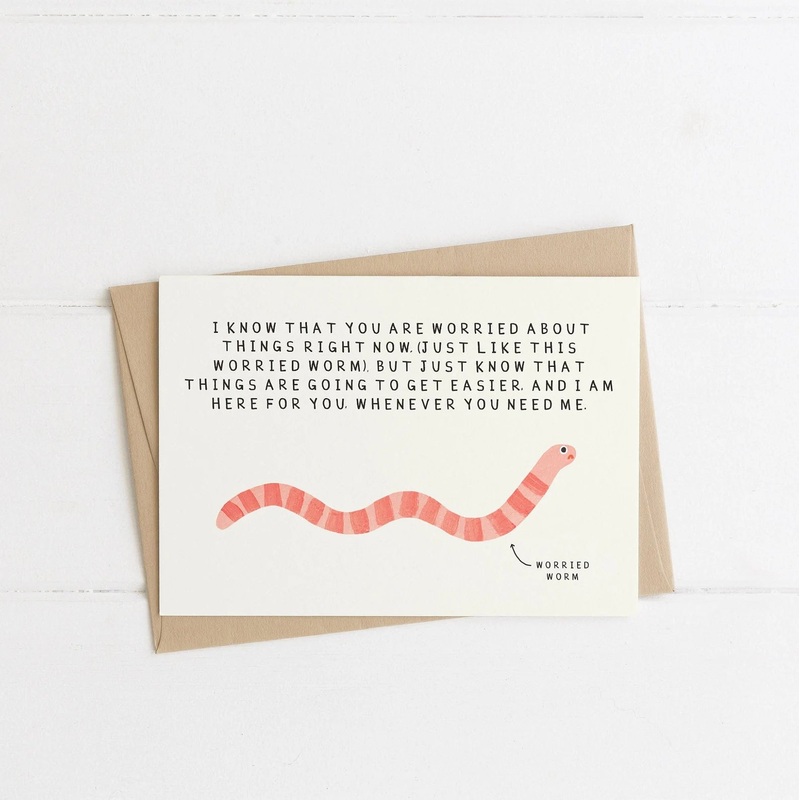 Worried Worm Greetings Card