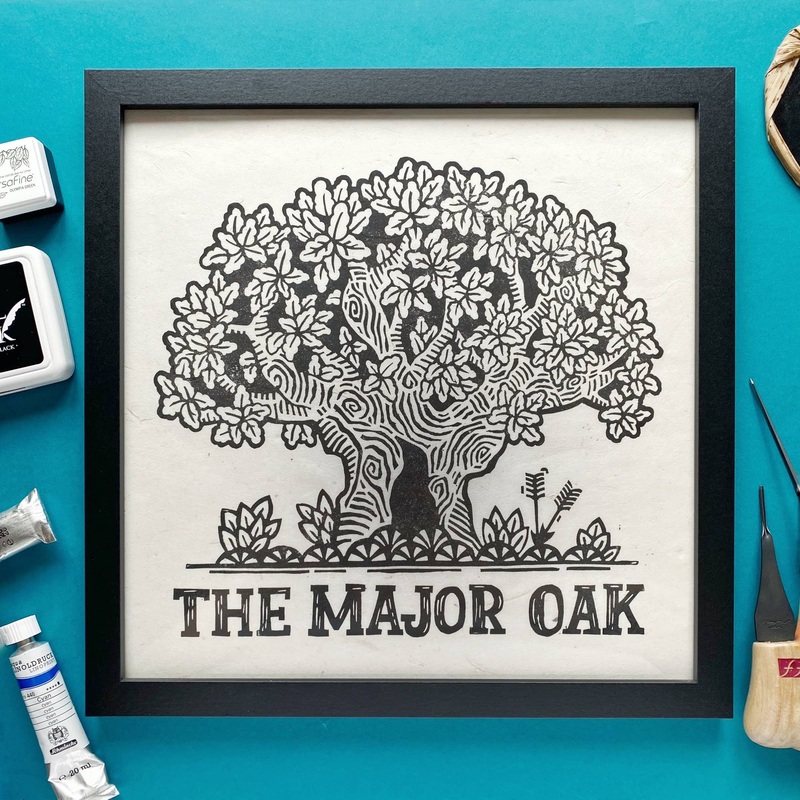 Major Oak Original Lino Cut Print