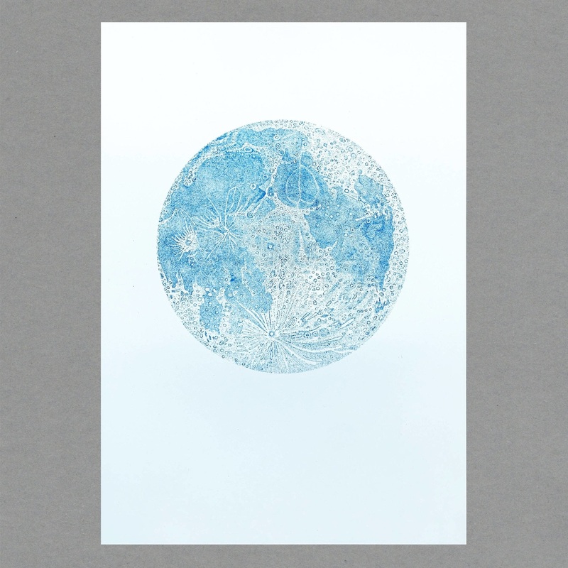 Moon Risograph Print|A3
