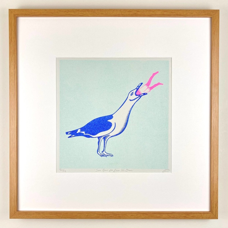 Some Gulls Are Bigger Than Others Riso Art Print