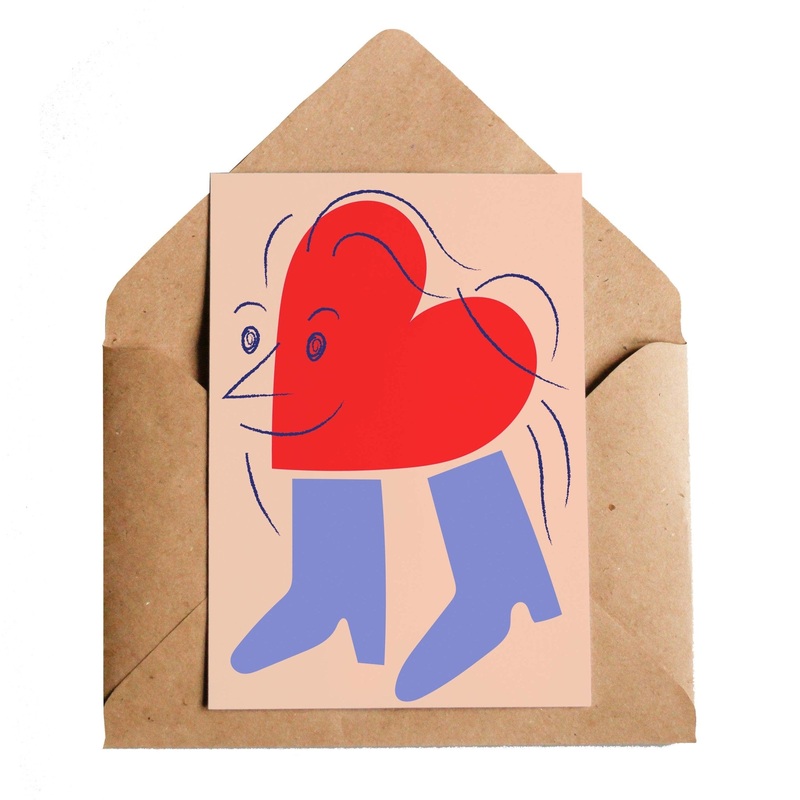 Heart Boots Greetings Card