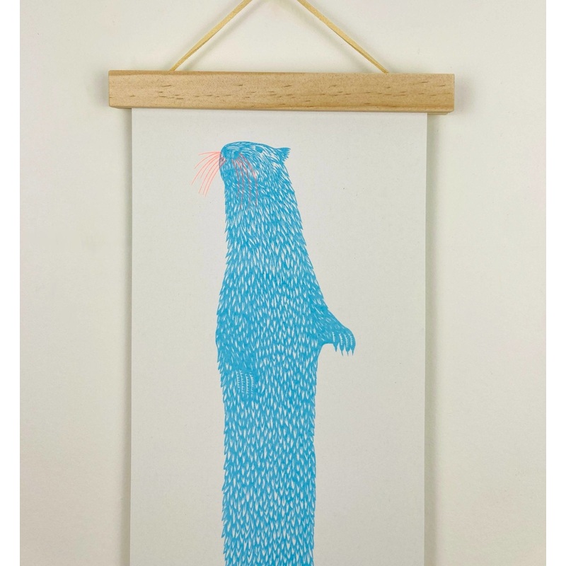Long Otter Riso Art Print|420×149 mm|Blue