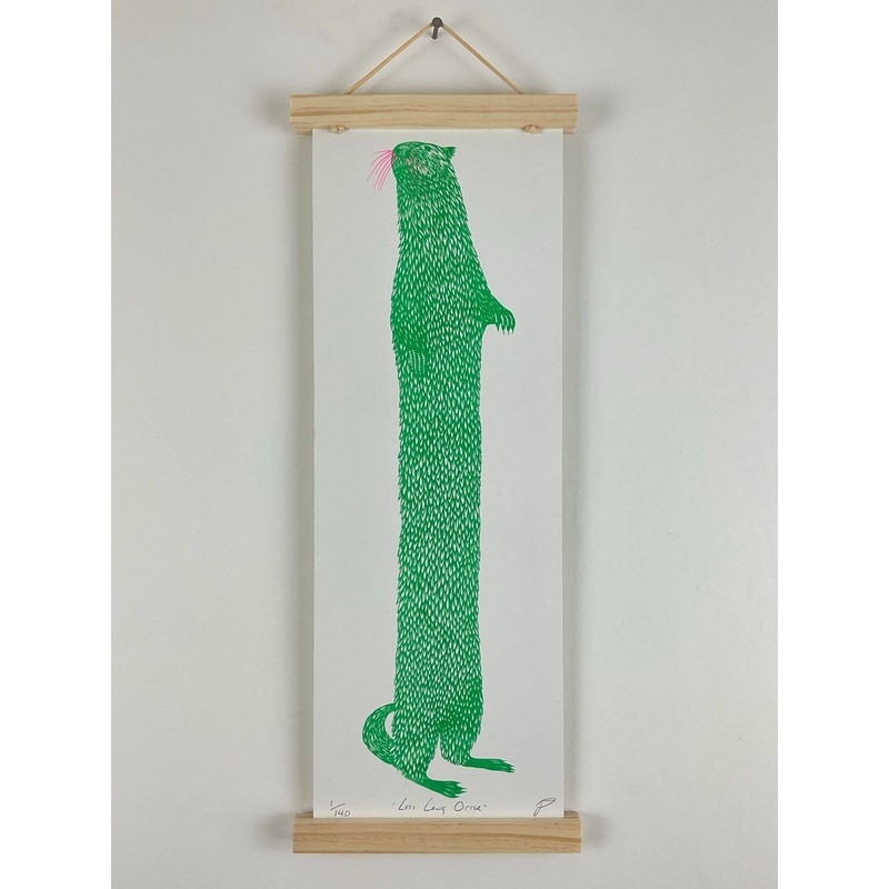 Long Otter Riso Art Print|420×149 mm|Green