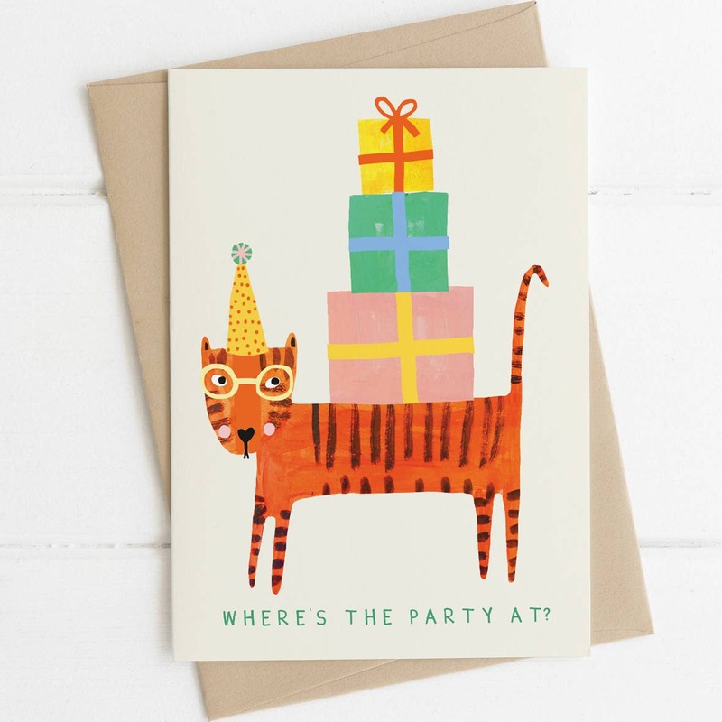 Where’s the party at Tiger Greetings Card