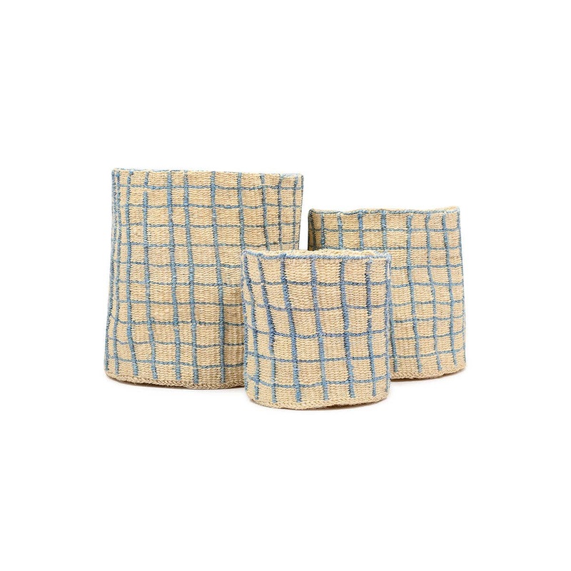 Agiza – Blue & Yellow Check Woven Basket