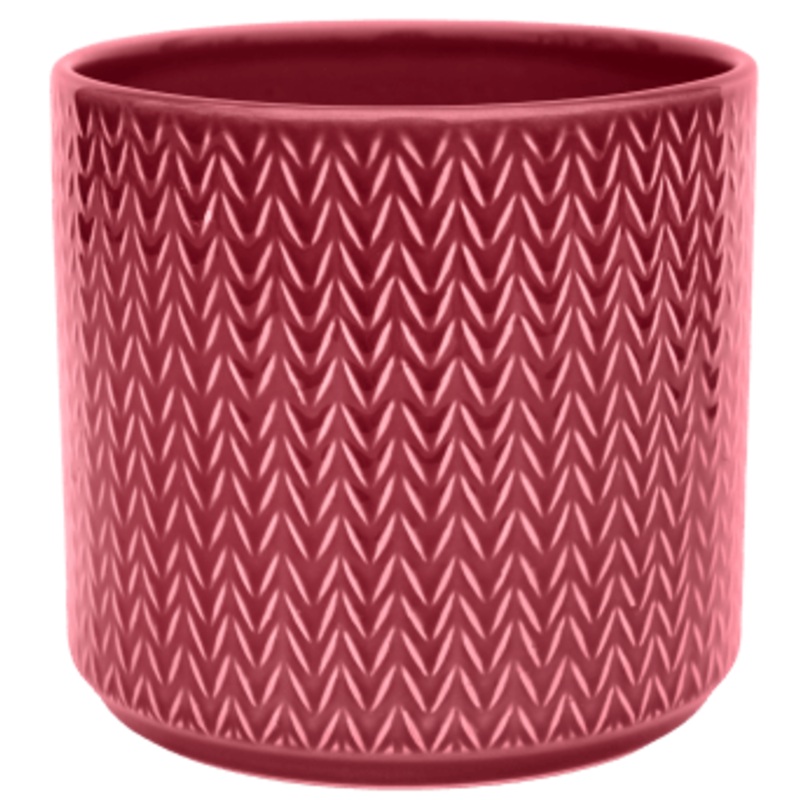 Chevron Planter in Ruby Red|14cm|Red|Ceramic