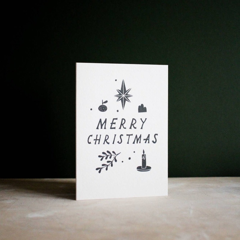‘Cosy Merry Christmas’ Monochrome Christmas Greetings Card
