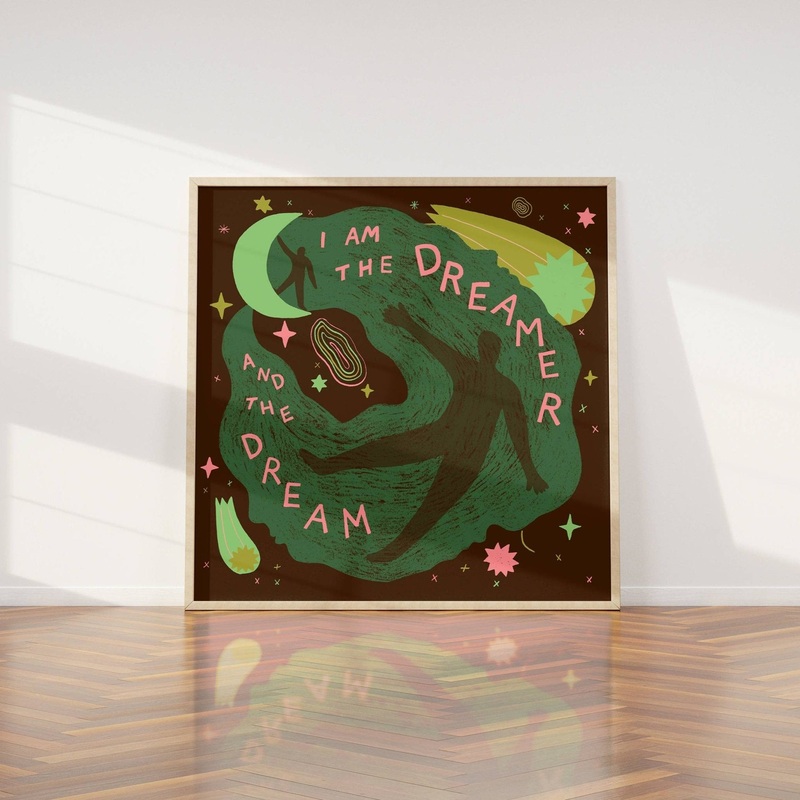Dreamer Art Print, Dreamy Spiritual Illustrated Wall Art