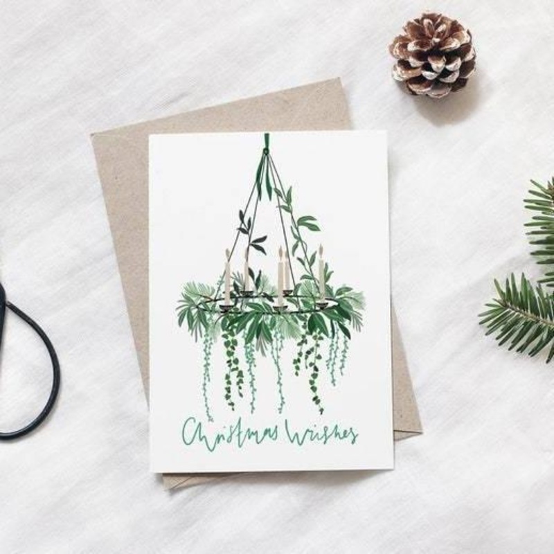 Hanging Candles Christmas Greetings Card
