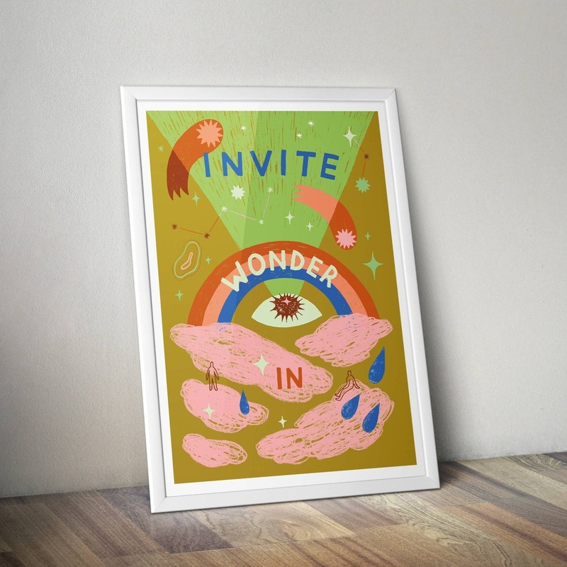 Invite Wonder In Art Print, Mindful Positive Dreamy Wall Art