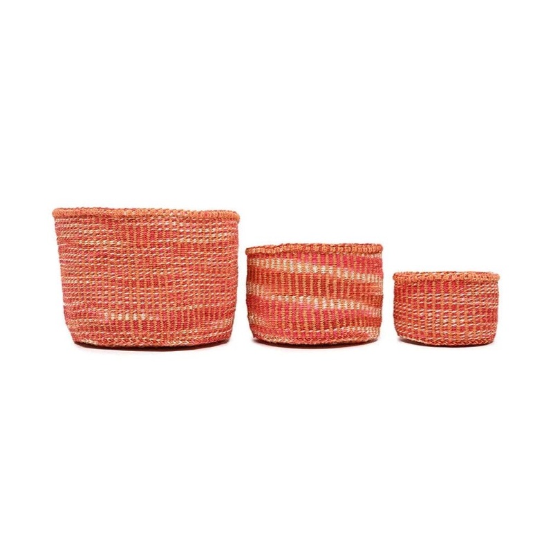 Katika – Red, Orange & Pink Tie-Dye Woven Basket