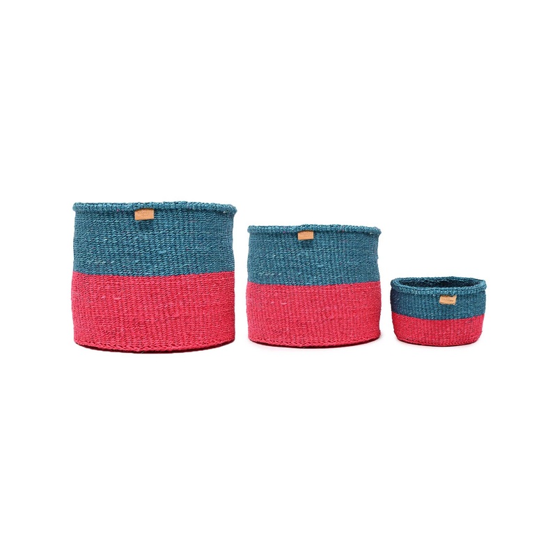 Kikao – Teal & Hot Pink Duo Colour Block Woven Basket