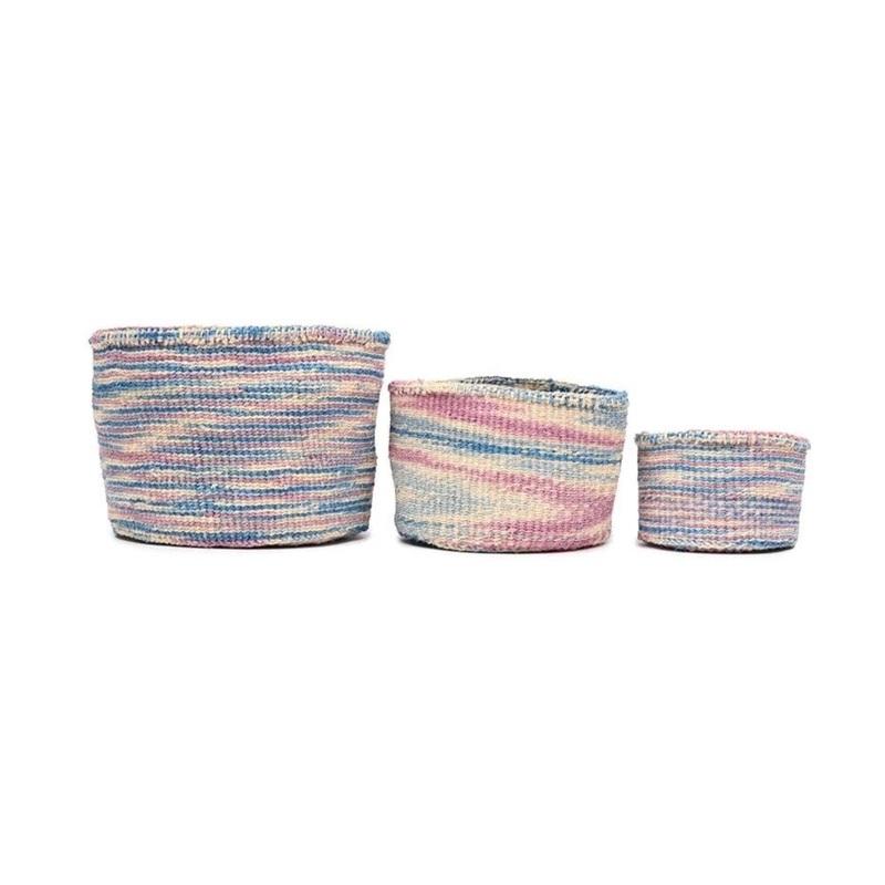 Kwenye – Blue & Pink Tie-Dye Woven Storage Basket