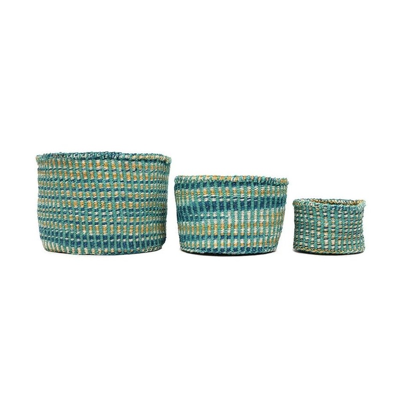 Leta – Turquoise & Gold Tie-Dye Woven Basket