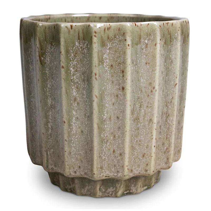 Lugano Green & Cream Scalloped Reactive Planter