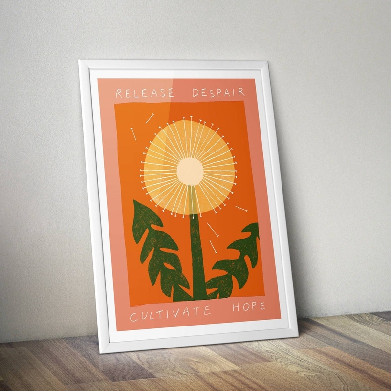 Release Despair Illustrated Print, Mindful Wall Art