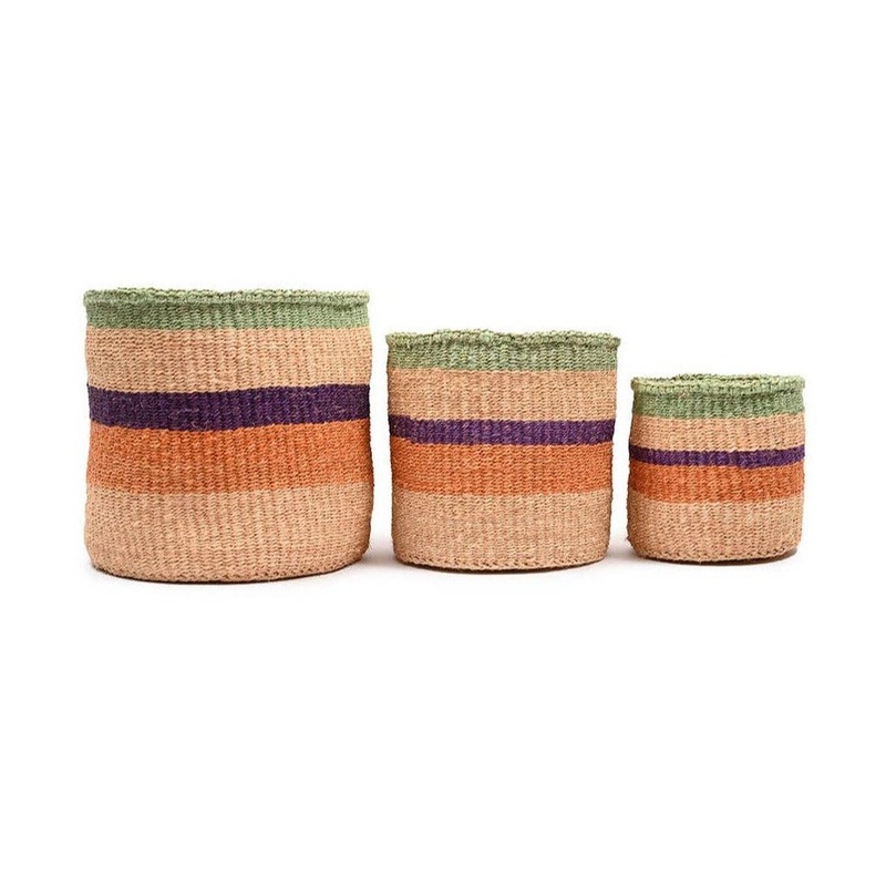 Reli – Orange, Purple & Green Stripe Woven Basket