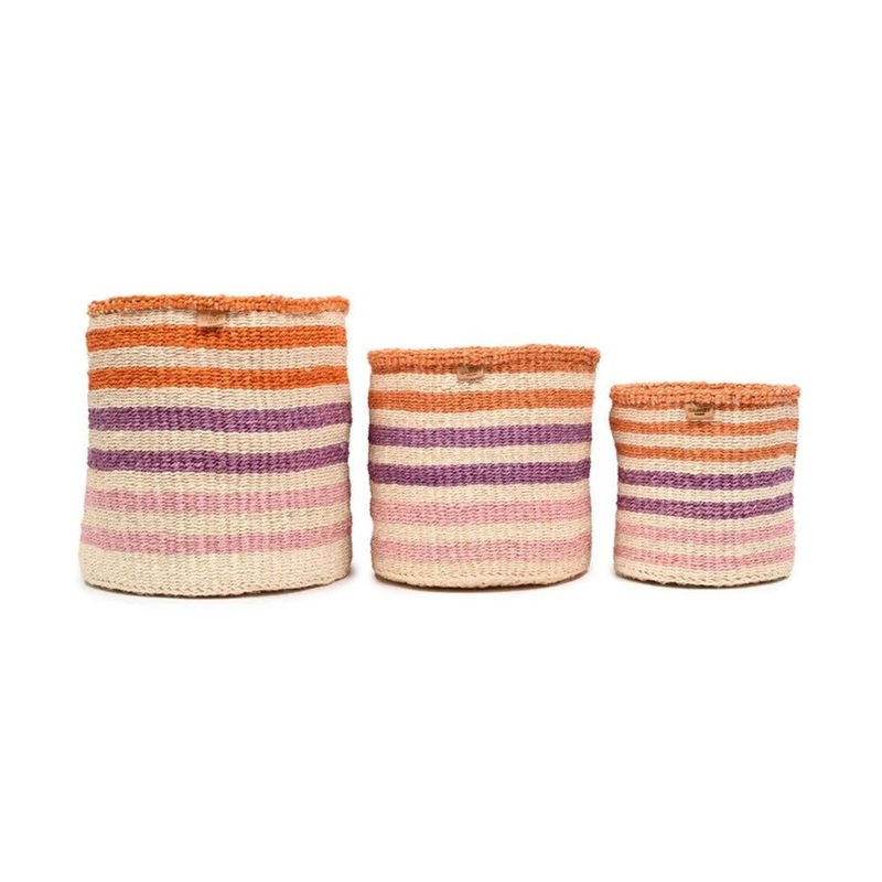 Safiri – Orange, Pink & Purple Stripe Woven Basket