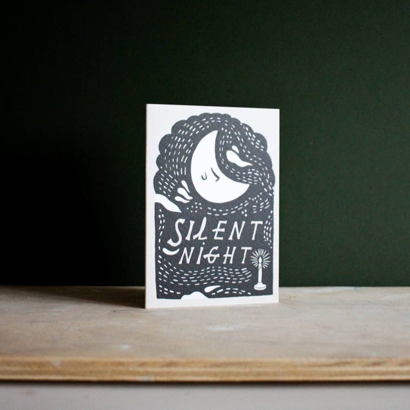 ‘Silent Night’ Sleeping Moon Christmas Greetings Card