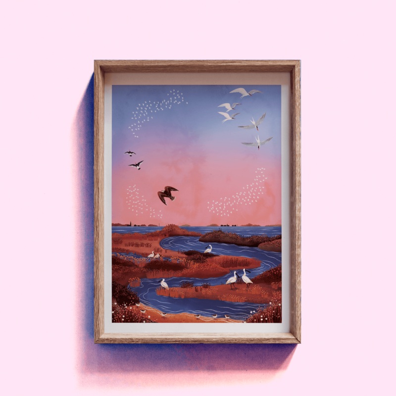 Wadden Sea Salt Marsh Giclee Art Print