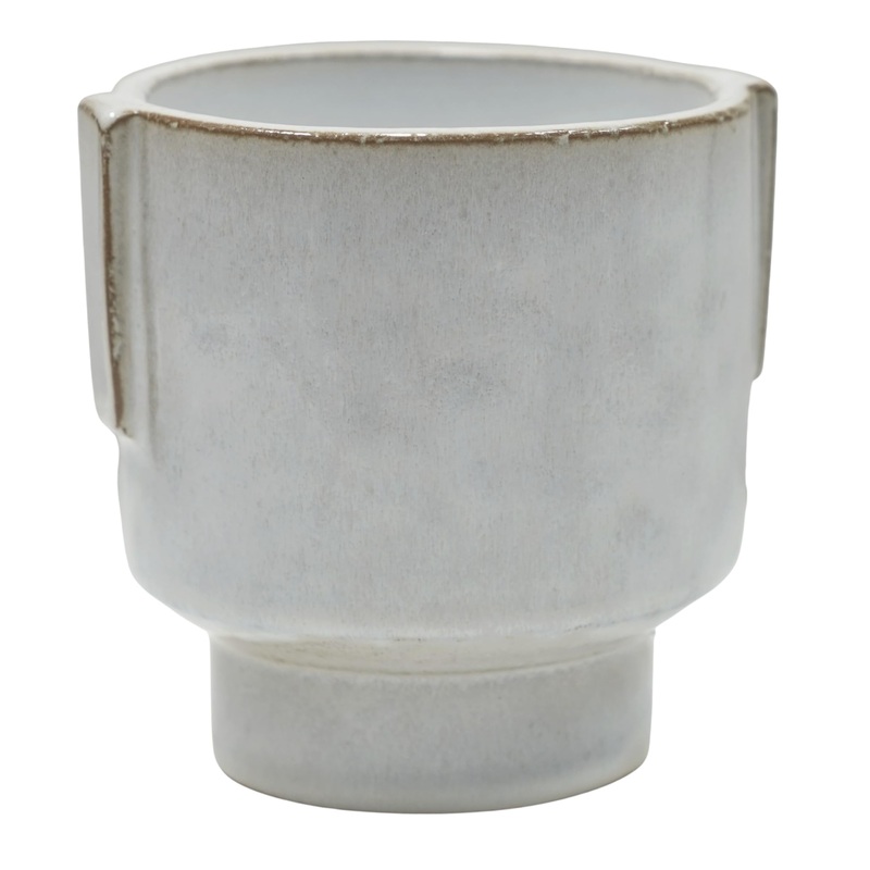 Aries Glazed Handles Planter in White