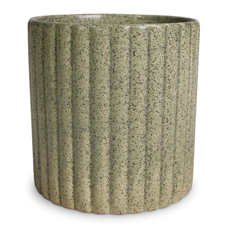 Azalea Stone Ribbed Speckle Green Planter