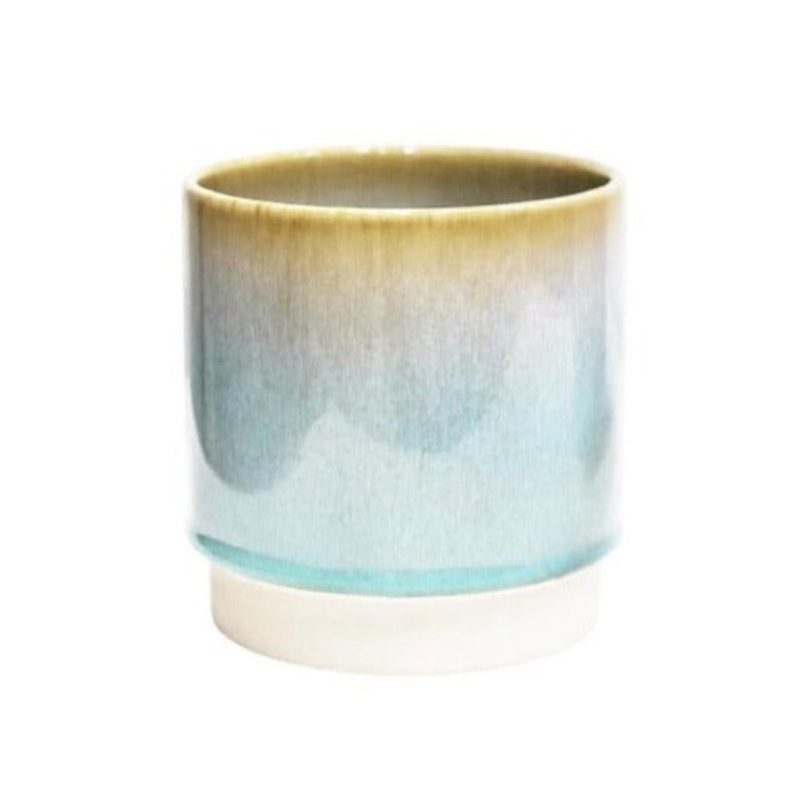 Copenhagen Plant Pot in Aqua Blue Two Tone Reactive Glaze