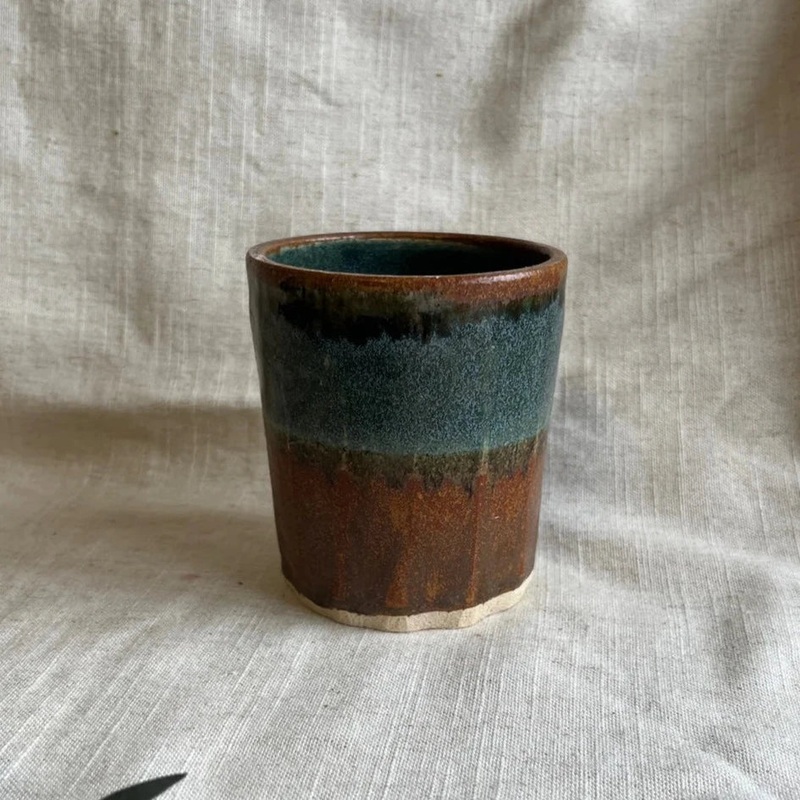 Earth – Blue & Brown Handmade Ceramic Plant Pot