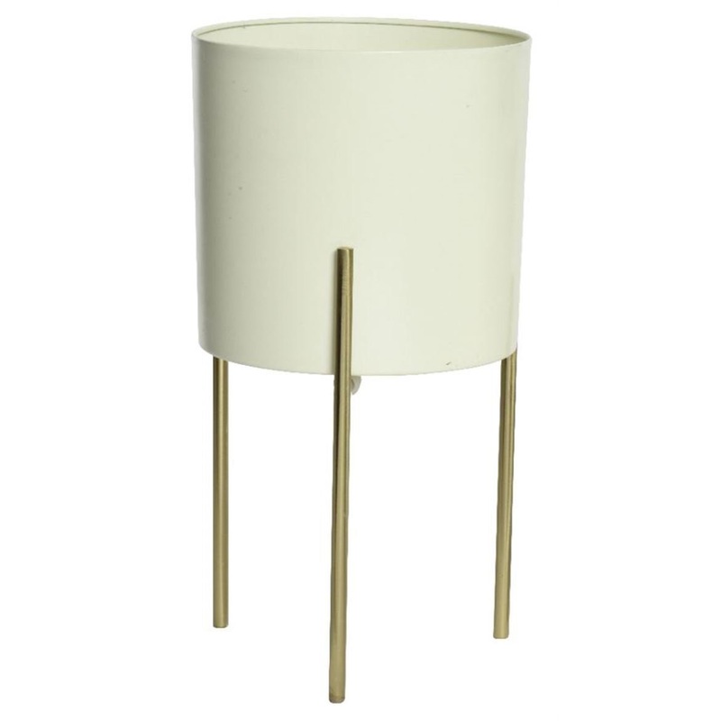 White Metal Pot on Gold Stand|18cm