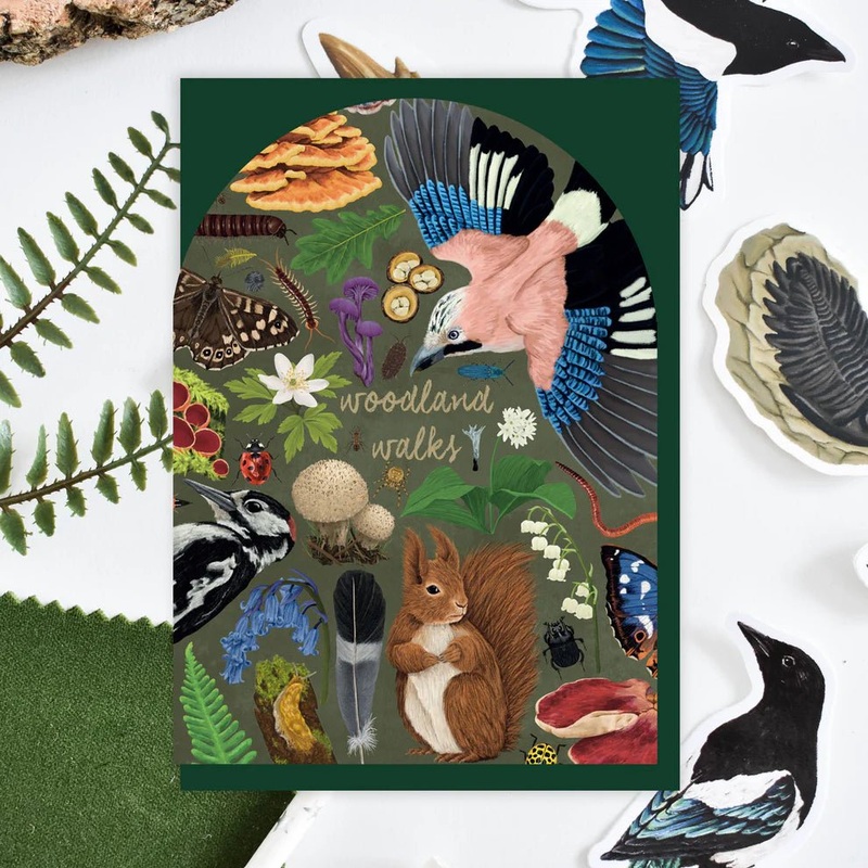 ‘Woodland Walks’ Arched Wildlife Greetings Card