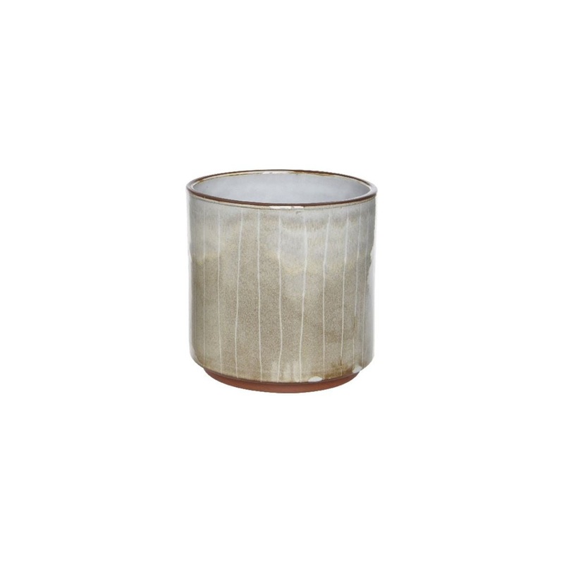 Beja Straight Glazed Ceramic Planter in Beige Stripe