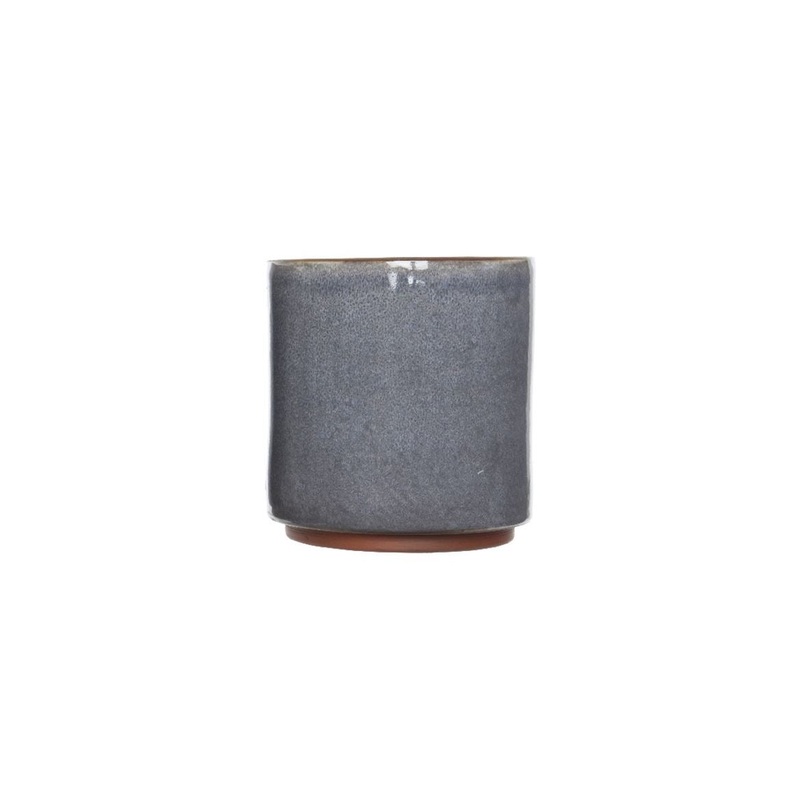 Beja Straight Glazed Ceramic Planter in Blue