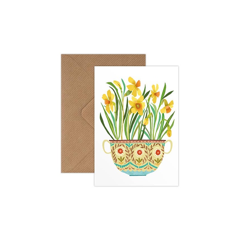 Daffodil Pot Greetings Card