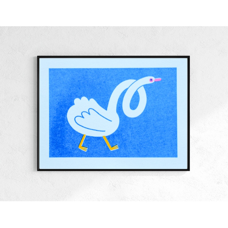 Duck Mini Risograph Print