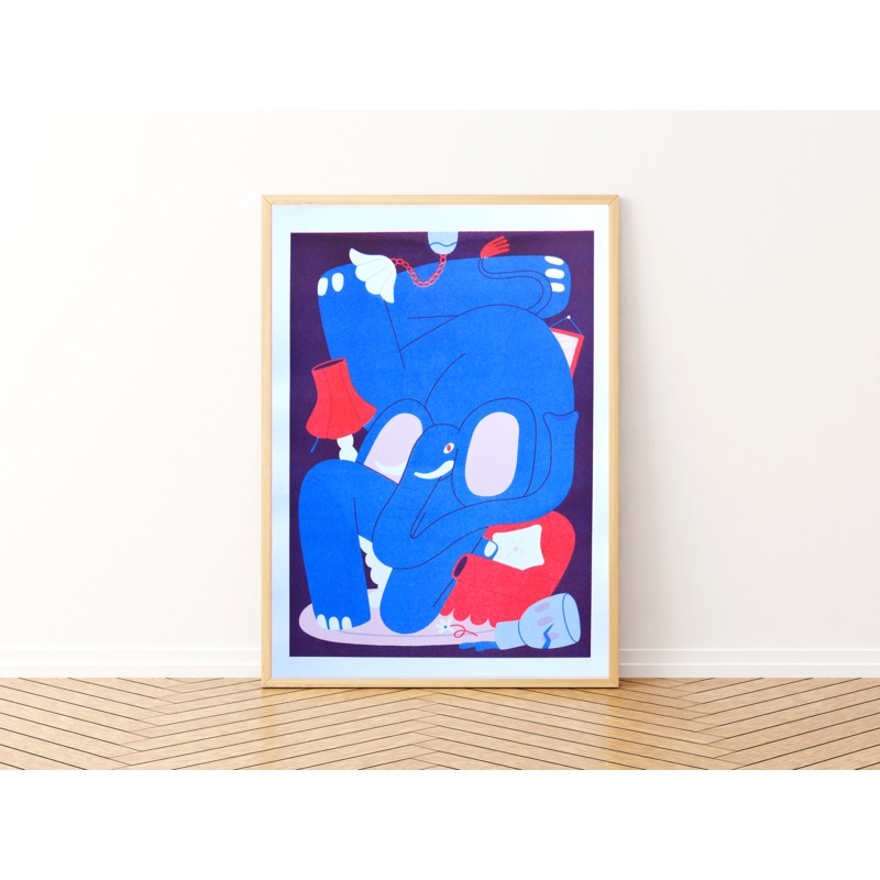 Elephant A3 Risograph Print
