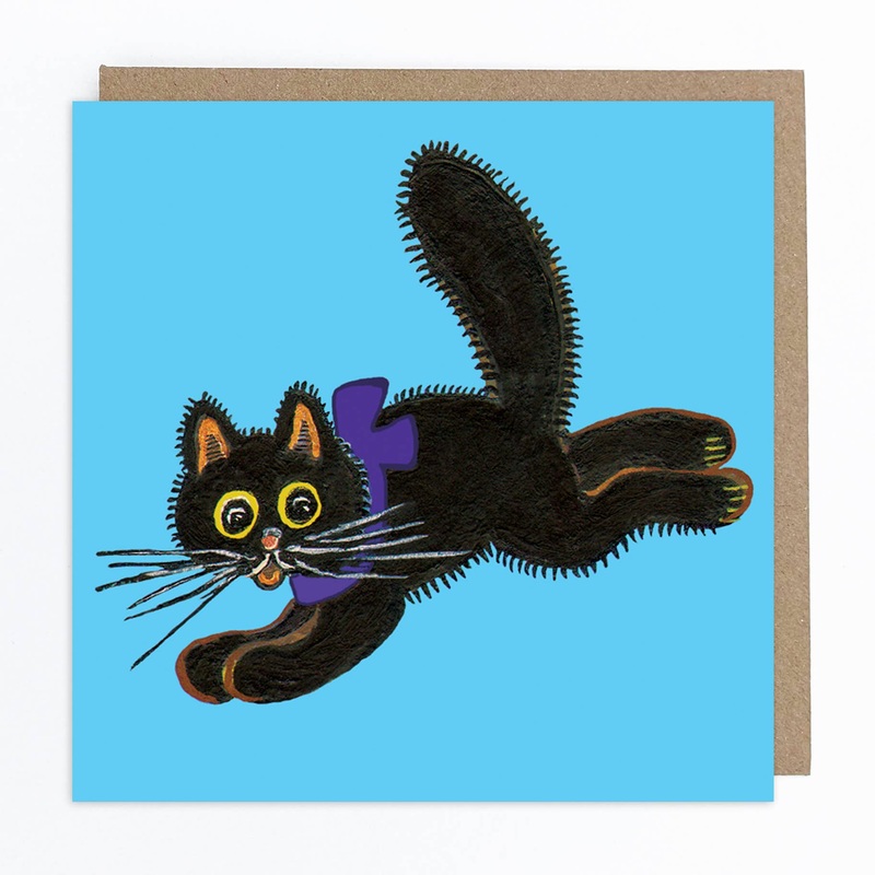 Jumping Cat Greetings Card