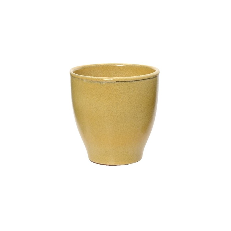 Lavos Tapered Glazed Ceramic Planter in Yellow