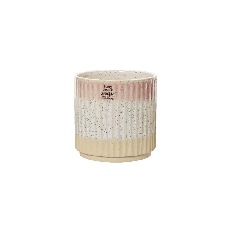 Loures Striped Reactive Glaze Ceramic Planter in Pink