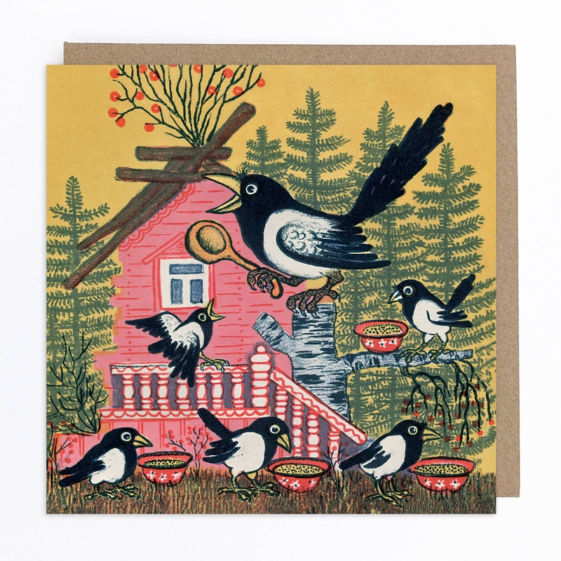 Magpie Family Greetings Card