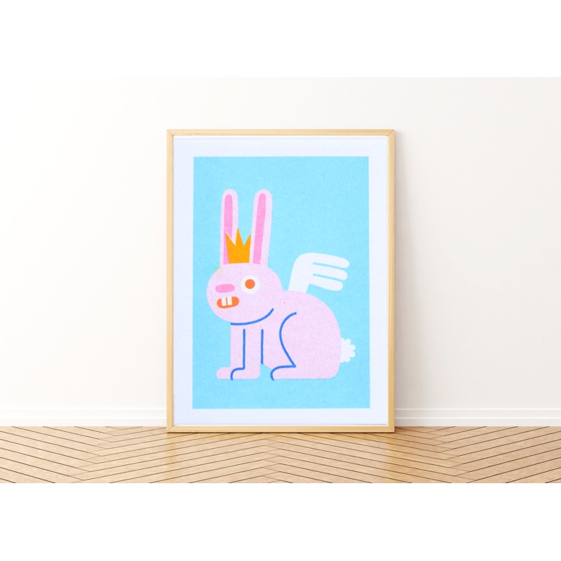 Mini Bunny Risograph Print