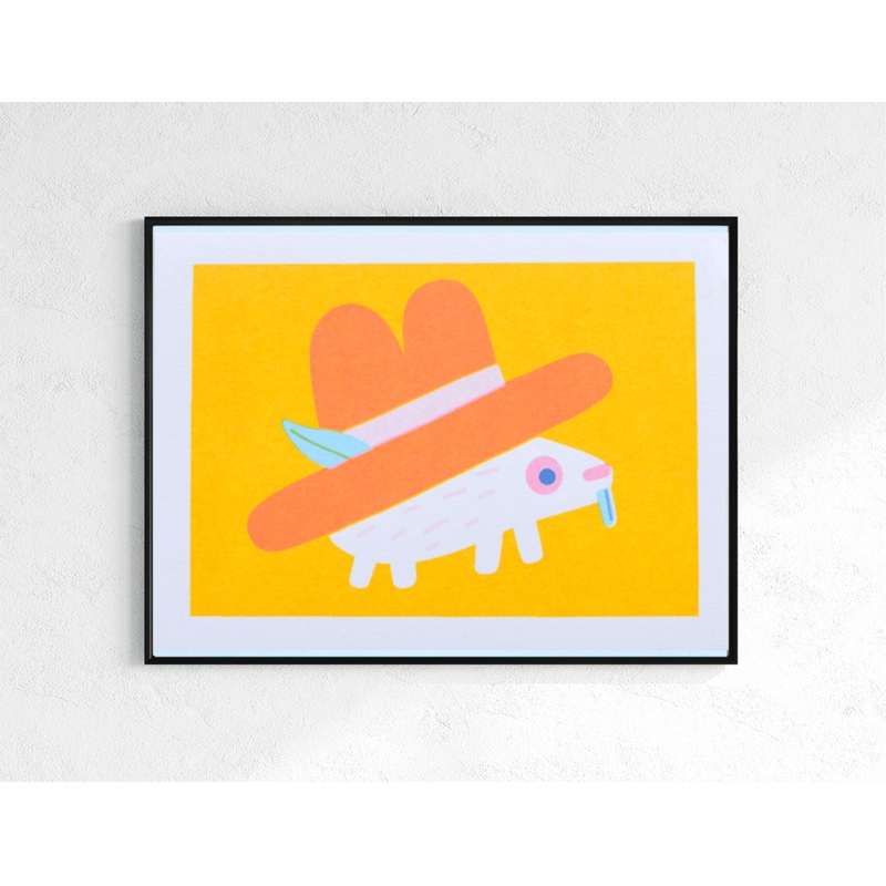 Mini Hedgehog Risograph Print