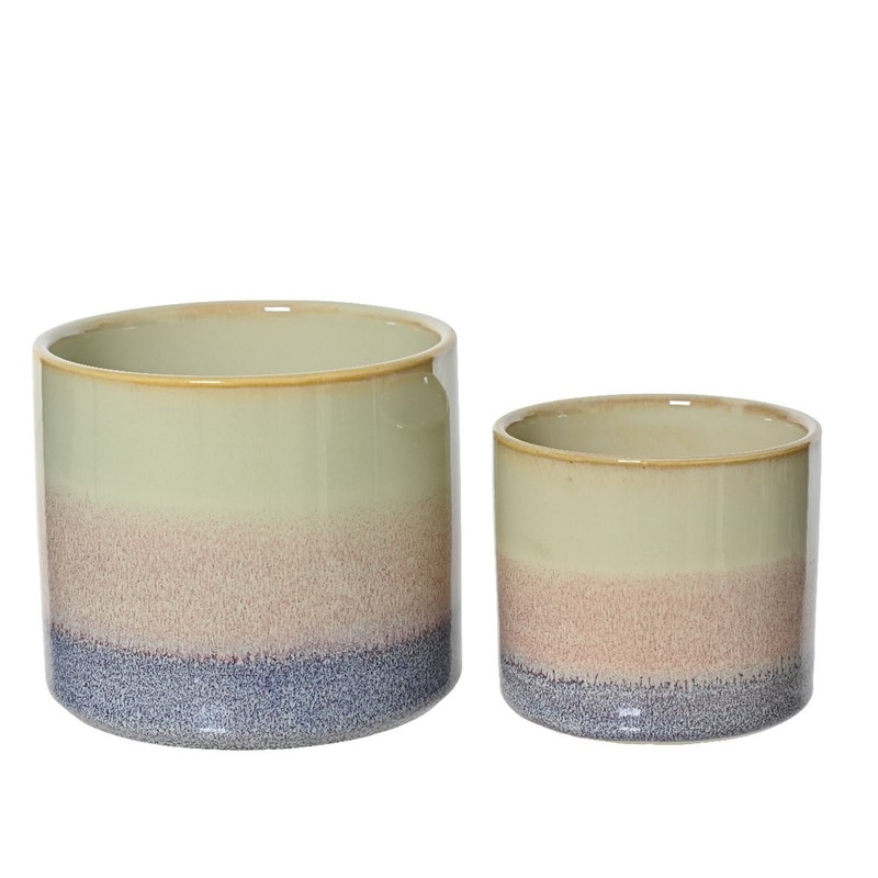 Purple, Pink and Green Gradient Reactive Glazed Ceramic Planter