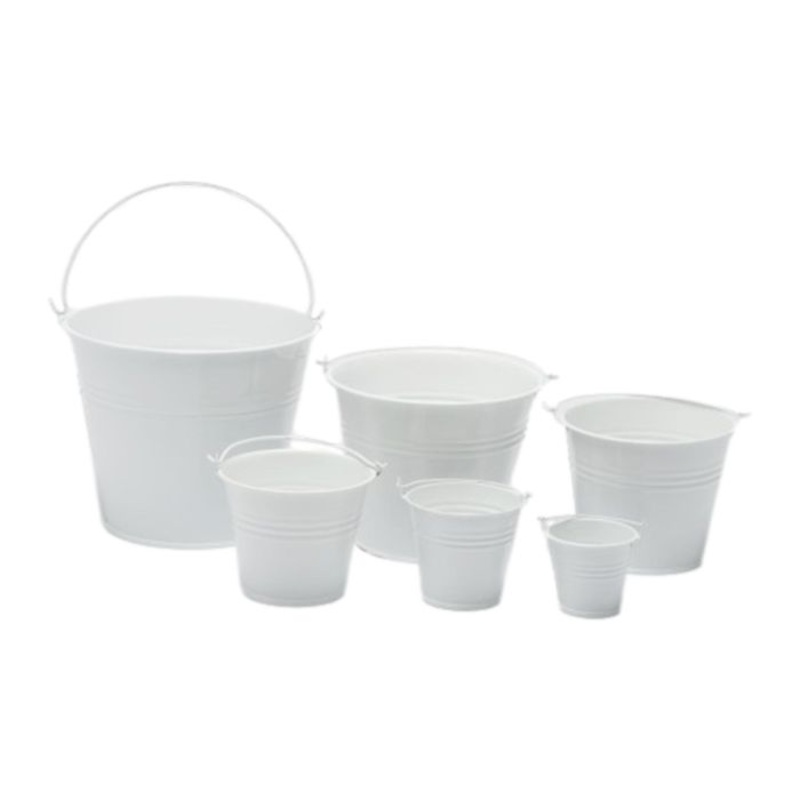 Zinc Basic Glossy White Bucket Pot