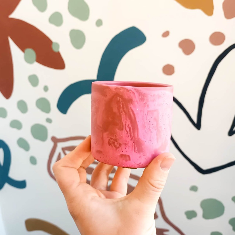 Berry Pink and Bright Pink Jesmonite Mini Pot