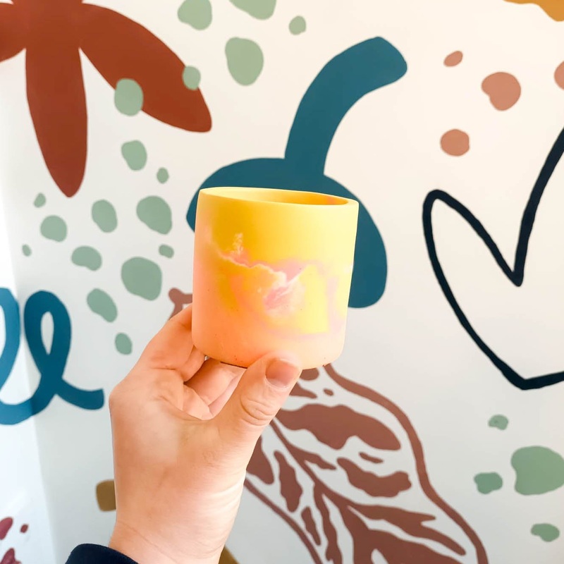 Bright Yellow and Neon Pink Jesmonite Mini Pot