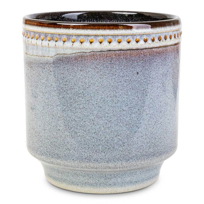 Clover Dot Boarder Reactive Planter in Heather Purple