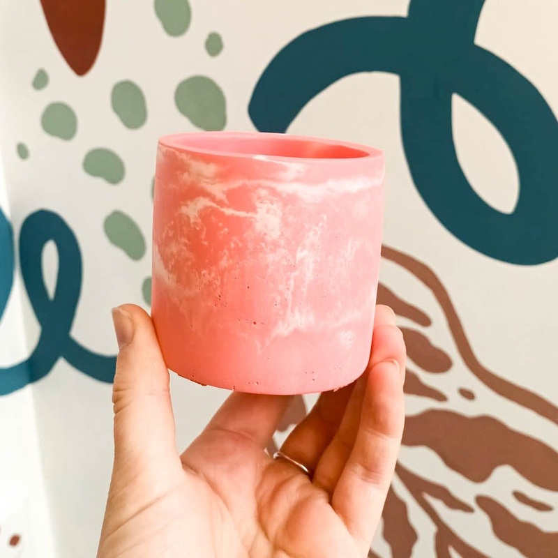 Coral Pink, Pale Pink and Putty Jesmonite Mini Pot
